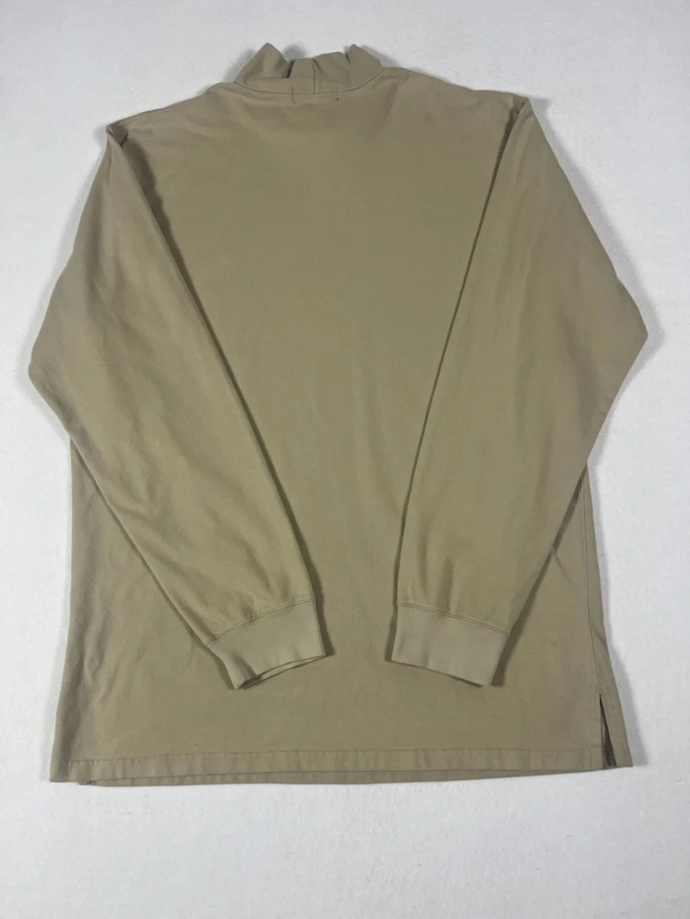 Vintage Polo Ralph Lauren Mens XL Beige Mock Neck Long Sleeve Shirt Pony